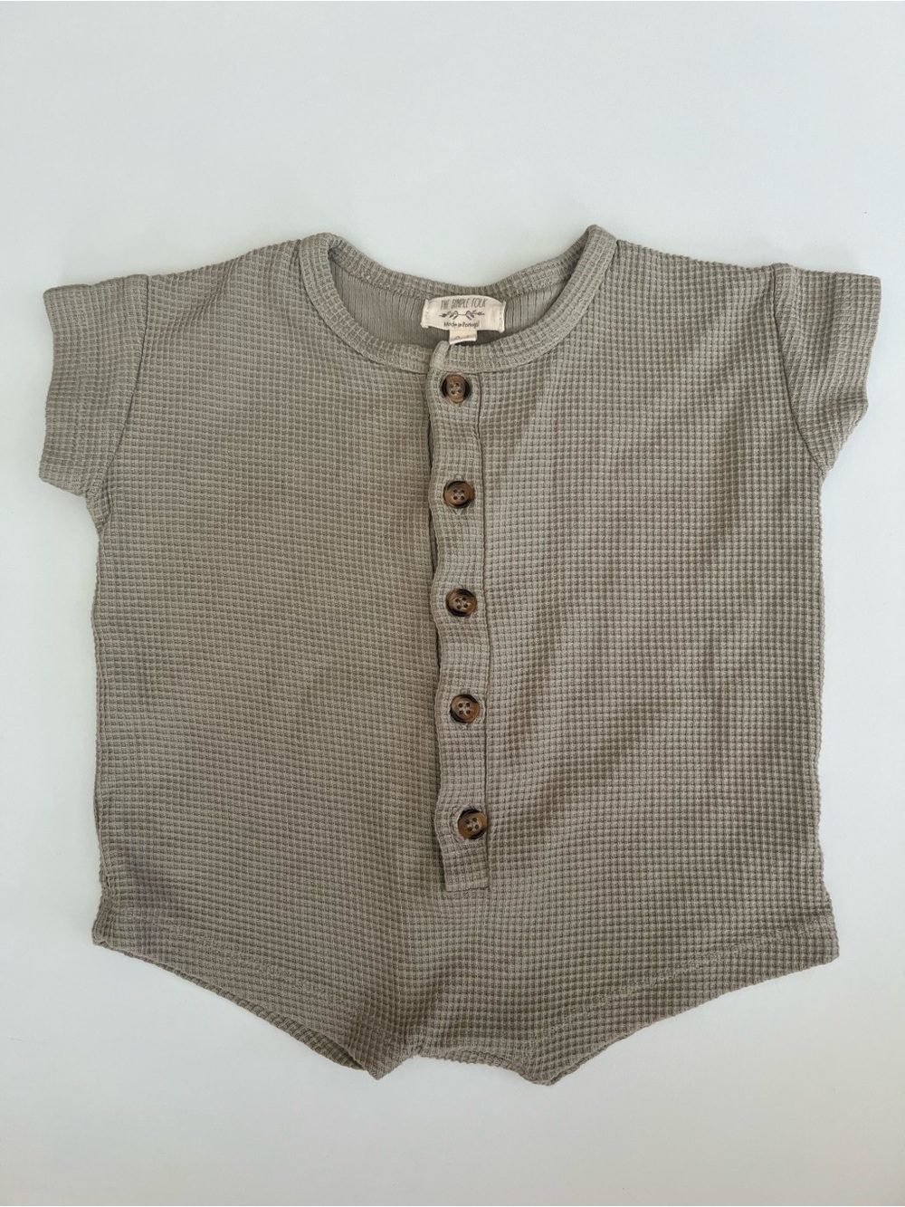 simple folk taupe waffle romper